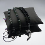 Collier sautoir homme en pierre naturelle agate pendentif dent de loup