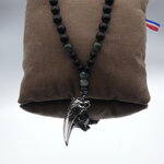 Collier homme pendentif loup et pierre agate