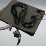 Collier homme pierre naturelle agate pendentif loup