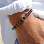bracelet homme tendance oeil de tigre pierre de lave