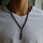sautoir homme oeil de tigre pendentif