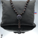 Collier sautoir homme pierre jaspe marron