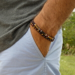bracelet homme pierre oeil de tigre et oeil de taureau