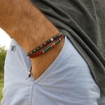 Bracelet homme pierre agate et jaspe rouge