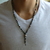 collier homme long pierre naturelle pendentif tête de mort
