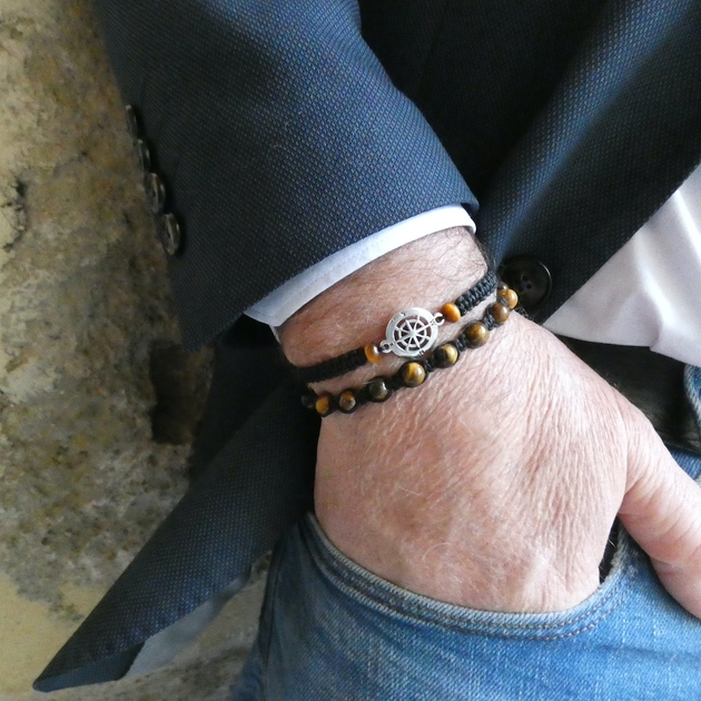 Bracelet double Eric Oeil de tigre - Bracelets/doubles - Gatsby & Sparrow