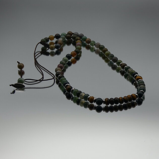 Collier En Pierres Semi-précieuses Agate Et œil De Tigre - Parfait état - Occasion