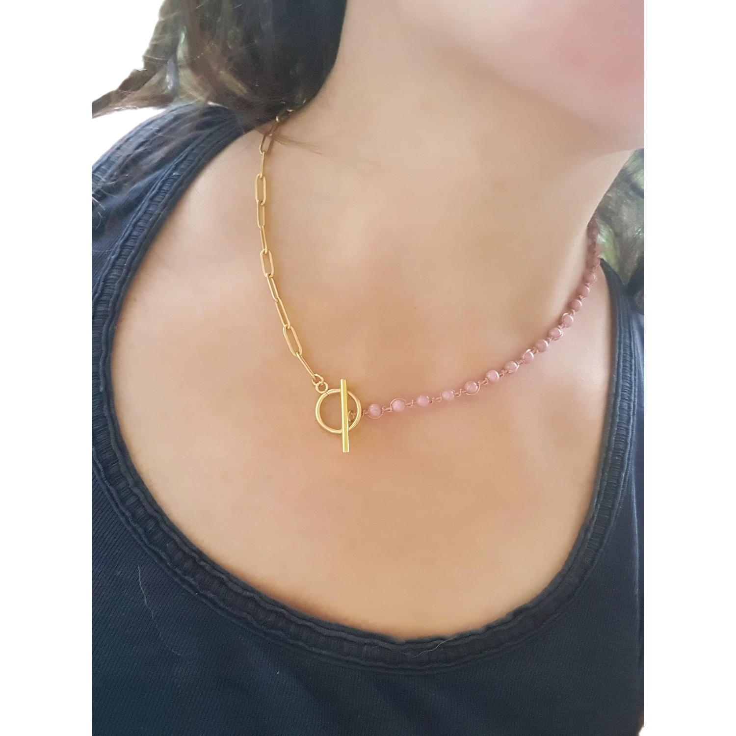 Collier MELI de SO Frivole col vieux rose