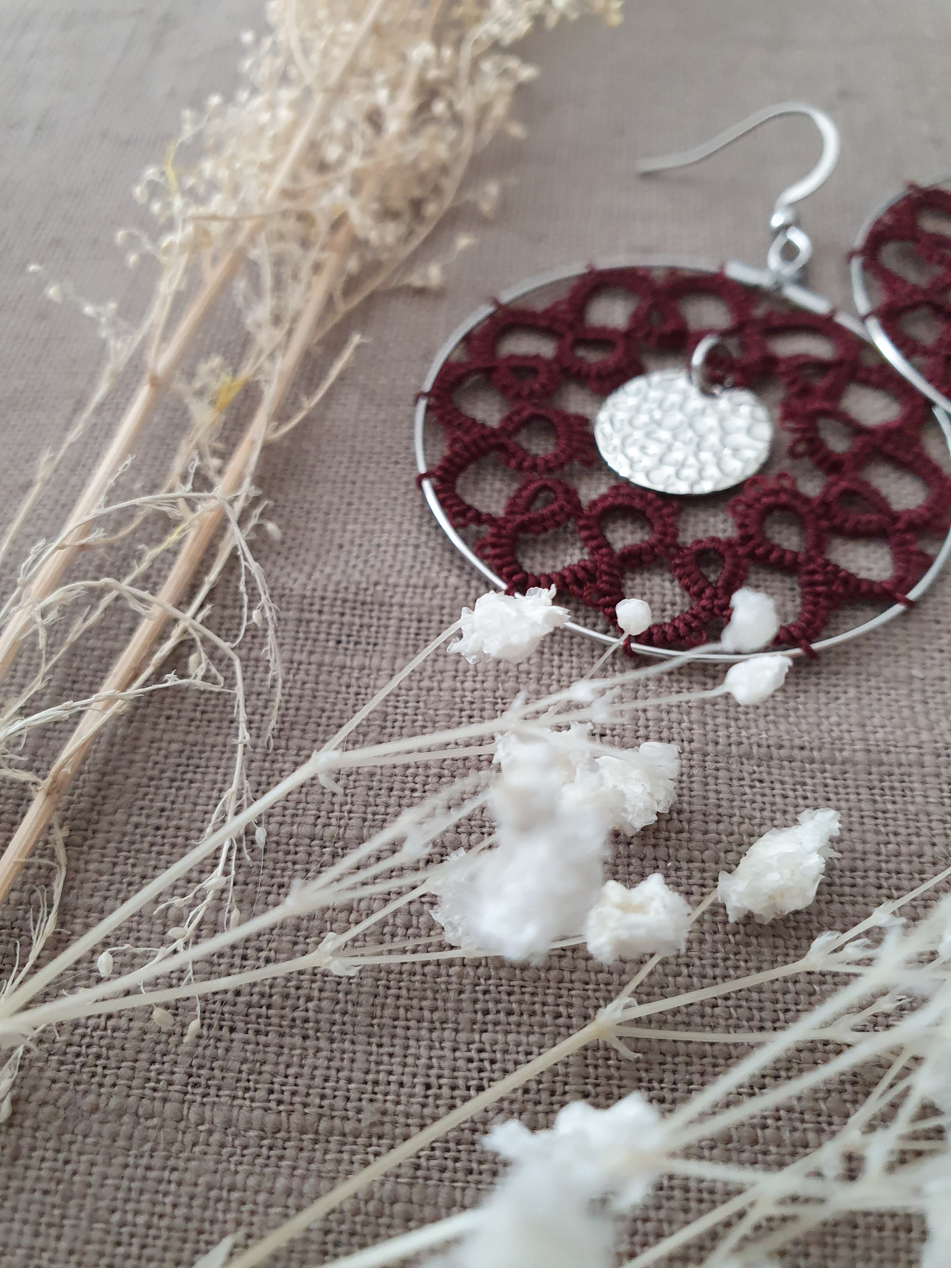 Boucles NAHIA créoles de SO Frivole Bordeaux zoom