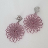 Boucles d'oreilles AGATE rose métallisé dentelle de frivolité