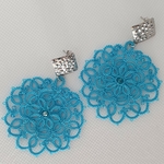 Boucles doreilles AGATE bleu turquoise dentelle de frivolité