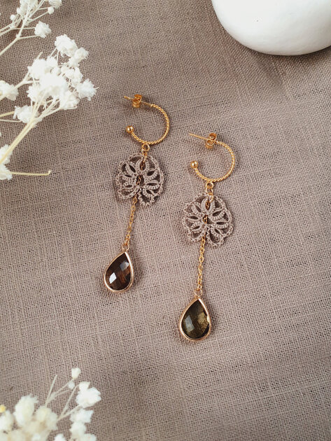 Boucle D'oreille Créole Hirondelle Doré Collection Elaïa - Fait Main - Neuf Avec étiquettes