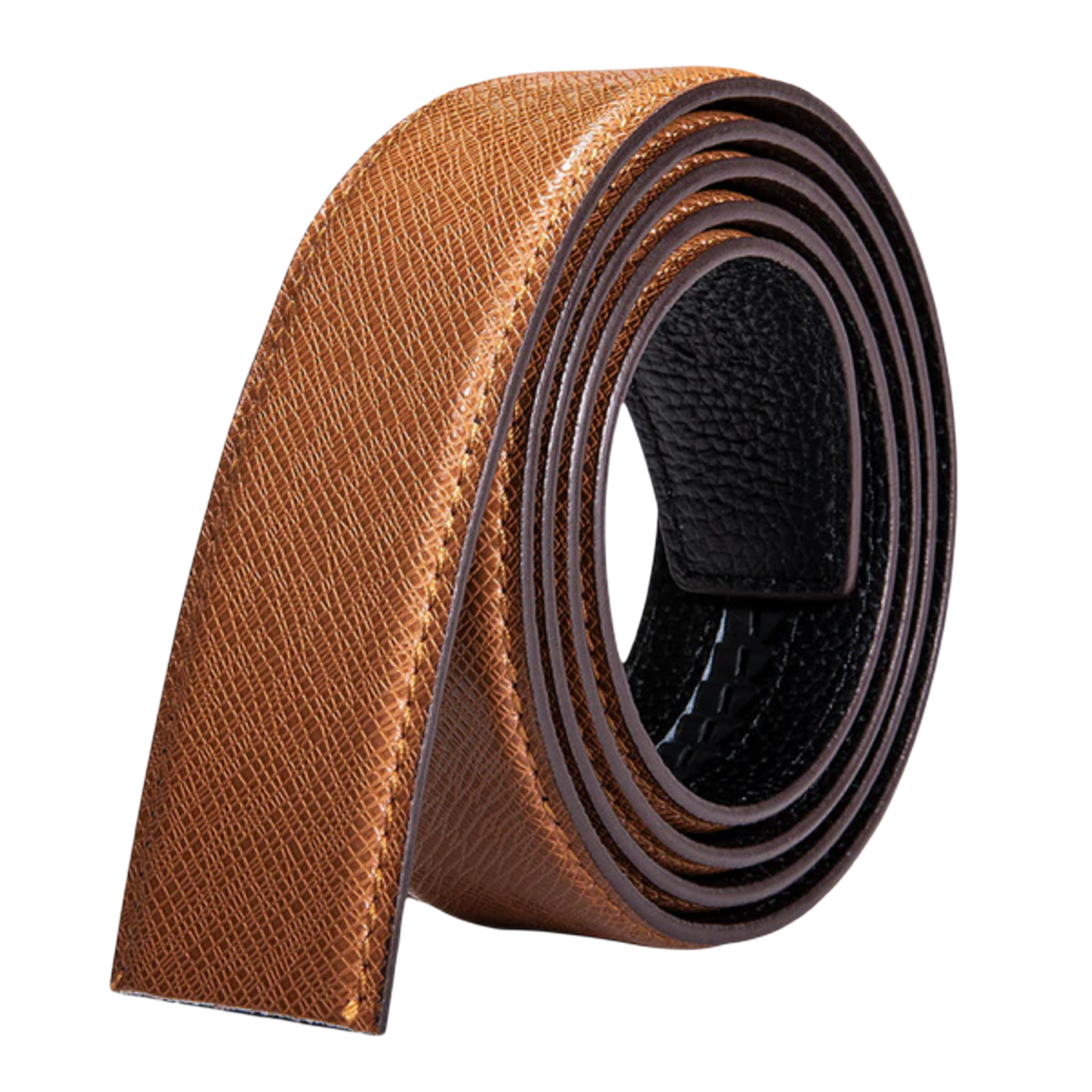 Ceinture cuir homme marron caramel effet tissu Belto