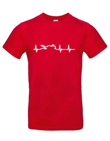 T-shirt homme rouge Battement de coeur sportive