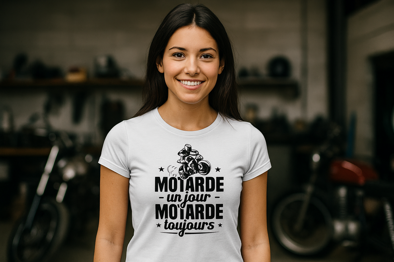 T-shirt femme Motarde un jour motarde toujours