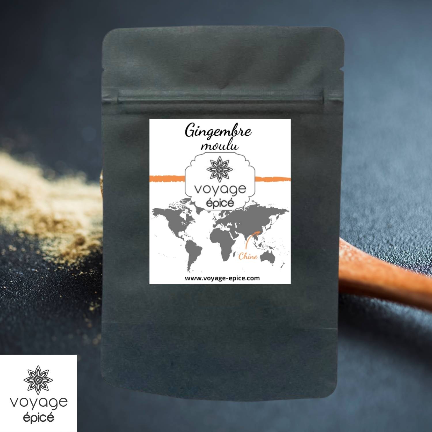 Gingembre-moulu-chine-voyage-epice-sachet