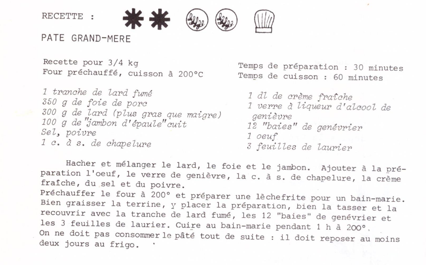 Recette du pâté de grand-mère au genièvre et au laurier