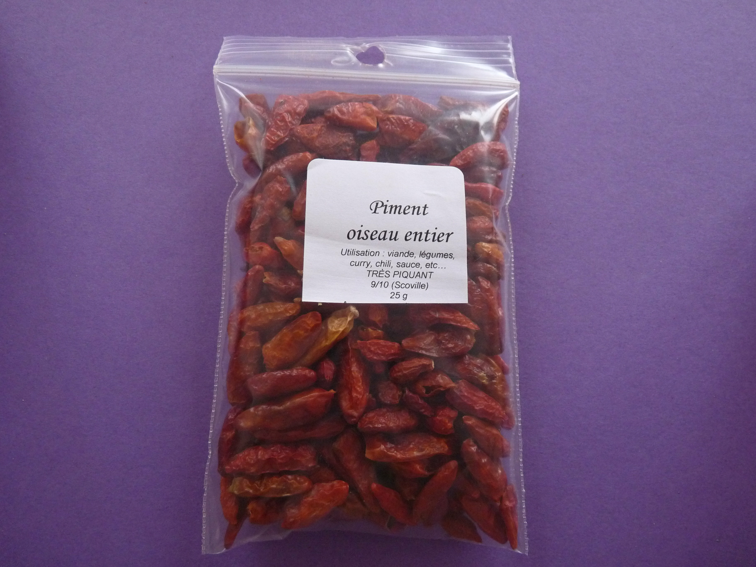 Piment oiseau entier 10gr