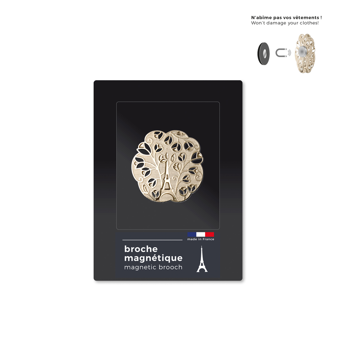 Accessoire Mode Femme Broche Magnétique Plume Avec Strass