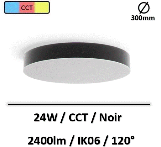 plafonnier-led-noir-24W