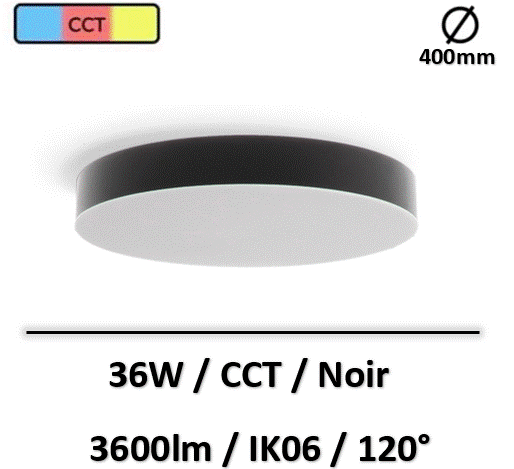 plafonnier-led-noir-36W