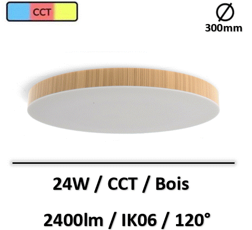 plafonnier-led-bois-24W