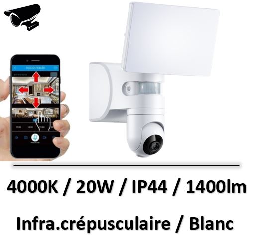 ARLUX HOME SECURE Caméra de surveillance extérieure Wifi avec projecteur  LED 20W 1400lm blanc - 731808