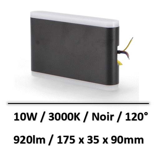applique-led-noir-10W-exterieure
