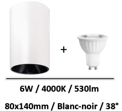 spot-led-saillie-blanc-noir