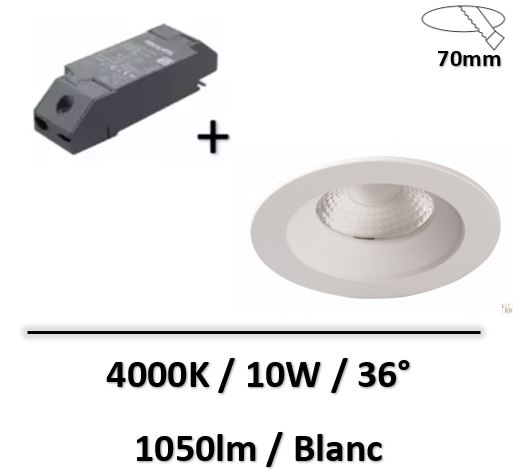 Lited - Downlight LED COBI Fixe 10W 4000K Blanc - LT-DW-10