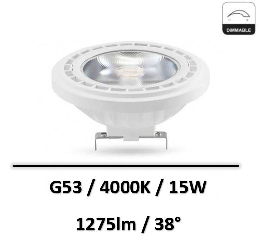 MIIDEX - AMPOULE LED QR G53 AR111 15W DIMMABLE 4000K - 779571