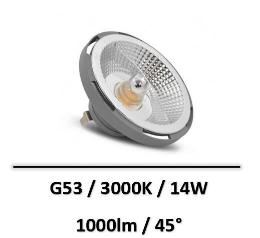 MIIDEX - AMPOULE LED QR G53 AR111 GRIS 14W 3000K - 77941
