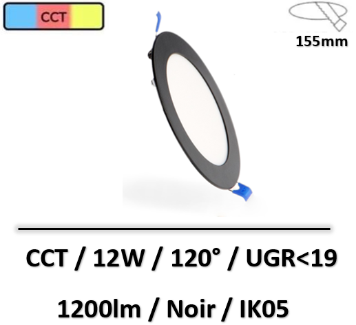 spot-led-noir-12W