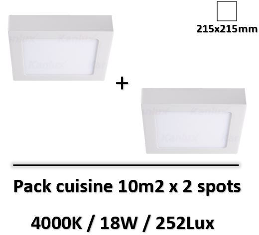 spot-carre-18W-blanc-pack-cuisine