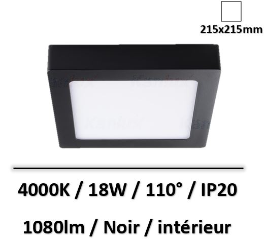 spot-carre-noir-kanlux-18W-4000K