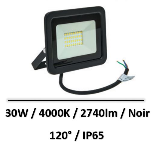Spectrum - Projecteur 30W Noir - 4000K - 2740lm - SLI029039NW