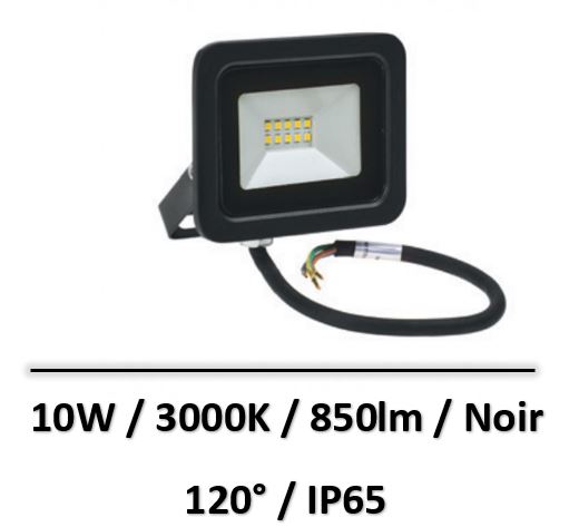 Spectrum - Projecteur 10W Noir - 3000K - 850lm - SLI029037WW