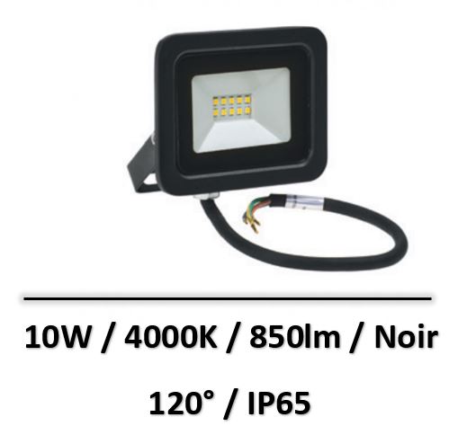Spectrum - Projecteur 10W Noir - 4000K - 850lm - SLI029037NW
