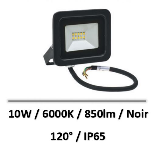 Spectrum - Projecteur 10W Noir - 6000K - 850lm - SLI029037CW