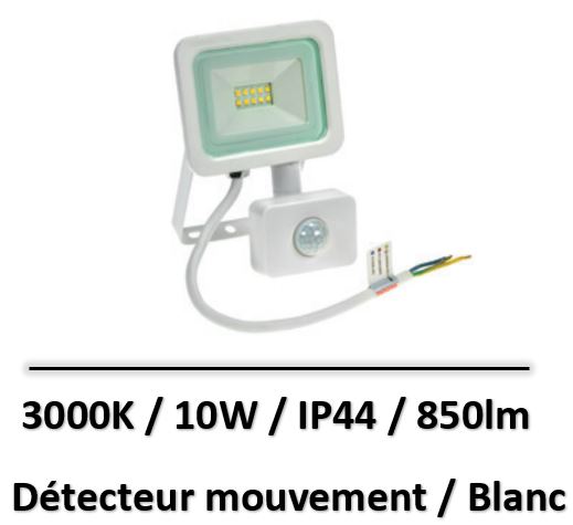 projecteur-10W-detecteur-mouvement-blanc