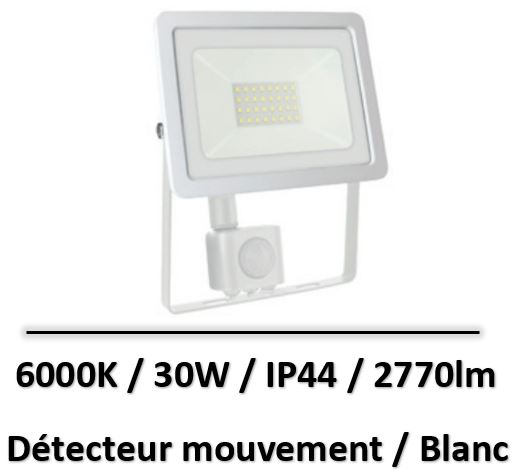 Spectrum - Projecteur 30W 6000K Détecteur de mouvement - Blanc - SLI029043CW
