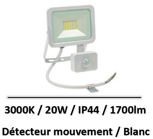 Spectrum - Projecteur 20W 3000K Détecteur de mouvement - Blanc - SLI029042WW