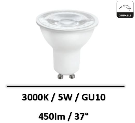 Spectrum - AMPOULE LED GU10 5W 3000K Dimmable - WOJ+14509