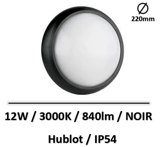 hublot-noir-led-12W-3000K