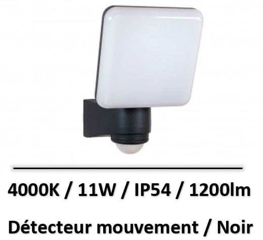 projecteur-led-noir-detecteur-mouvement-11W