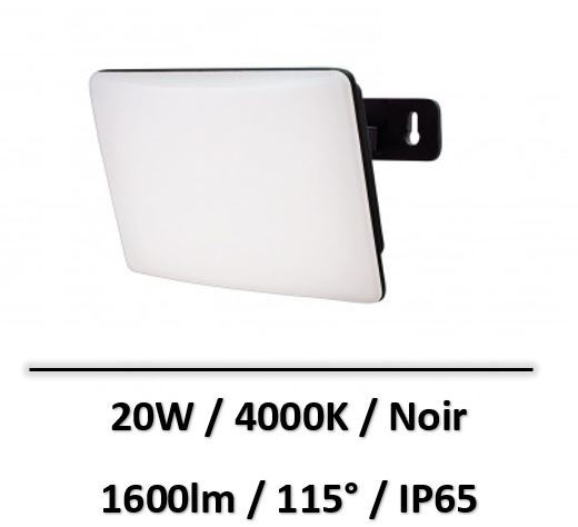 Tibelec - Projecteur LED noir IP65 20W - L.131 X H.95MM - 358220