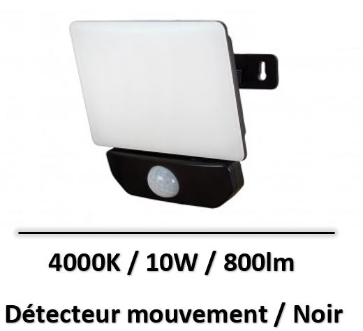 Tibelec - Projecteur LED noir IP44 avec détecteur IFR 10W - L.115 X H.121MM - 359120