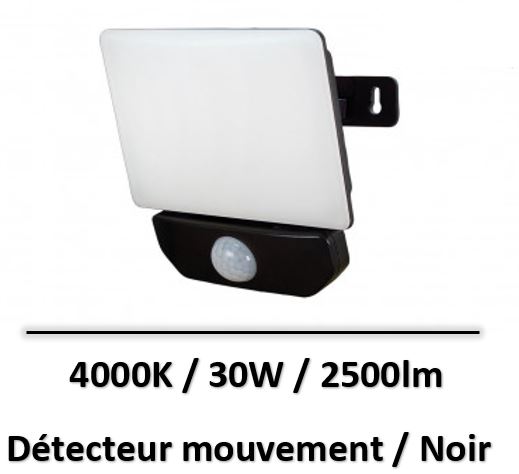 Tibelec - Projecteur LED noir IP44 avec détecteur IFR 30W - L.159 X H.154MM - 359320