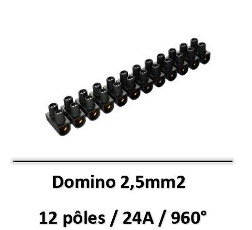 DF Electric - 10 barrettes série 1000 noir / Rigide-Souple / 2,5mm2 / 24A / 12 pôles - 104Nx10