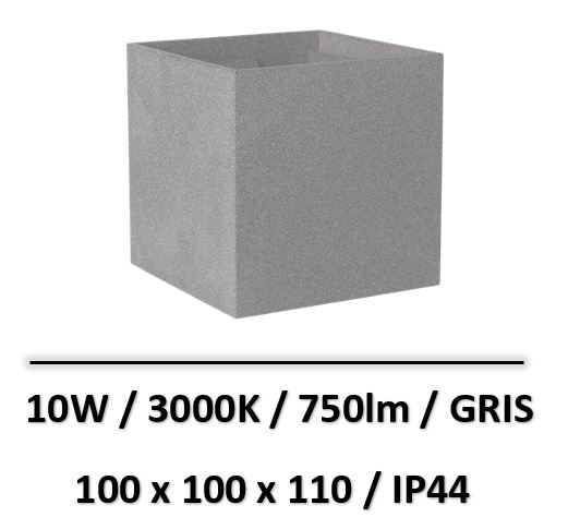 applique-led-carre-arlux-10W-gris